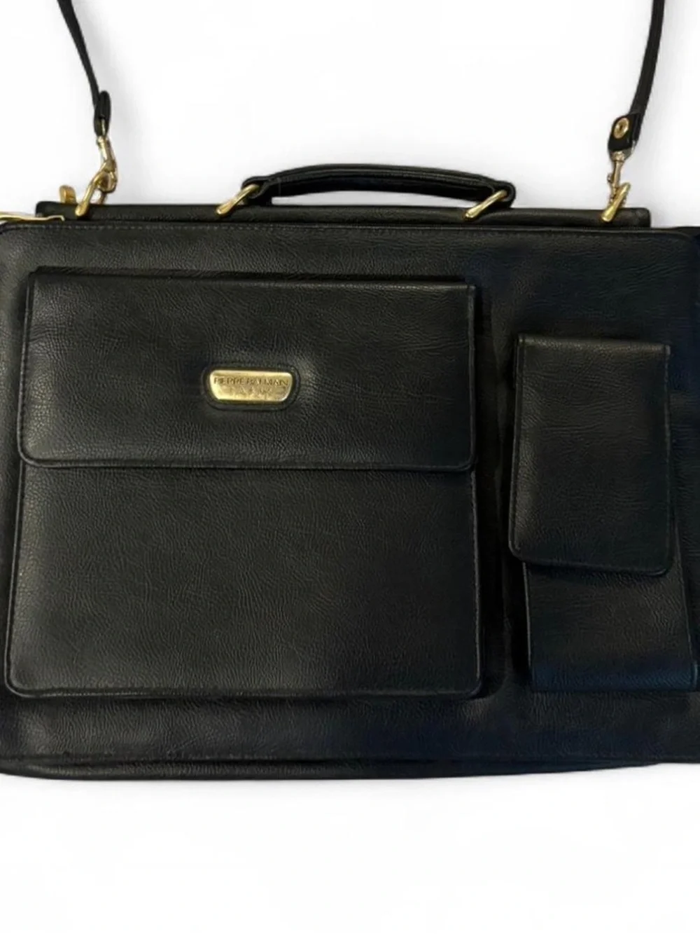 Vintage Pierre Balmain black leather briefcase